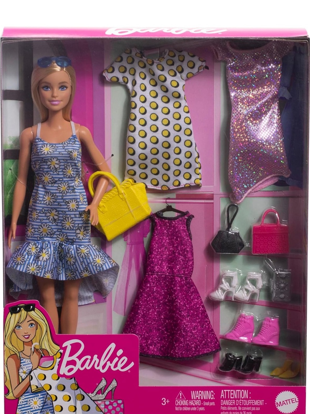 Barbie Multicolor Dress Pack with Yellow & Pink Accessories